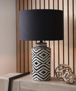 Black & White Tribal Geometric Table Lamp Base